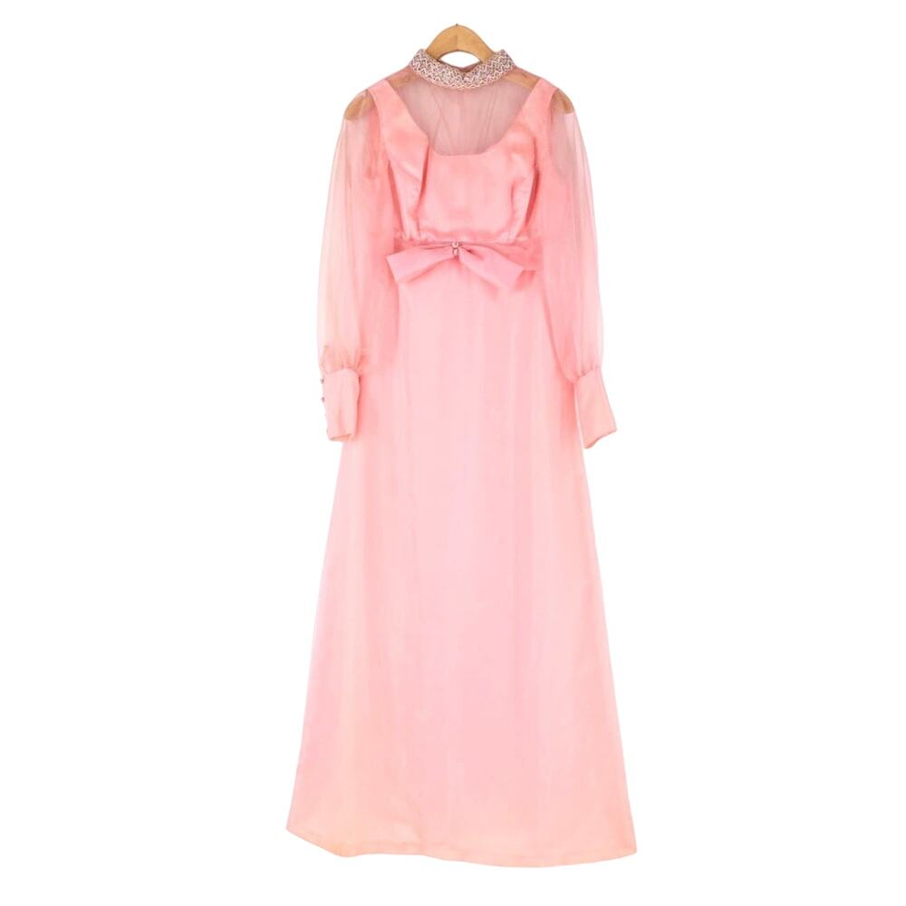 60s pink chiffon evening gown prom dress 1960s vintage
